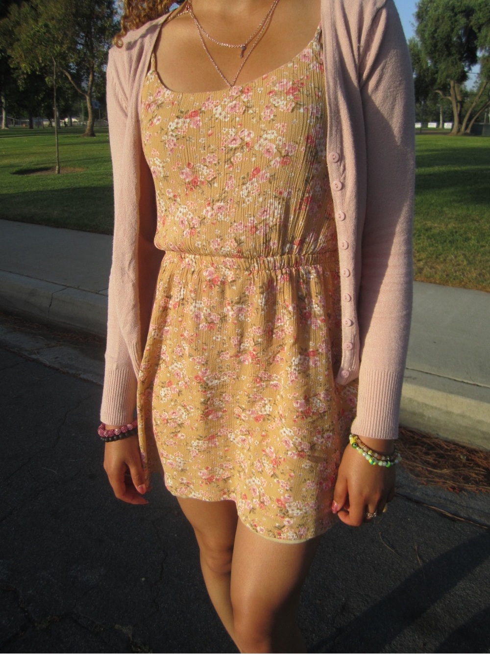 Smocked Floral Mini Dress in Dusty Yellow